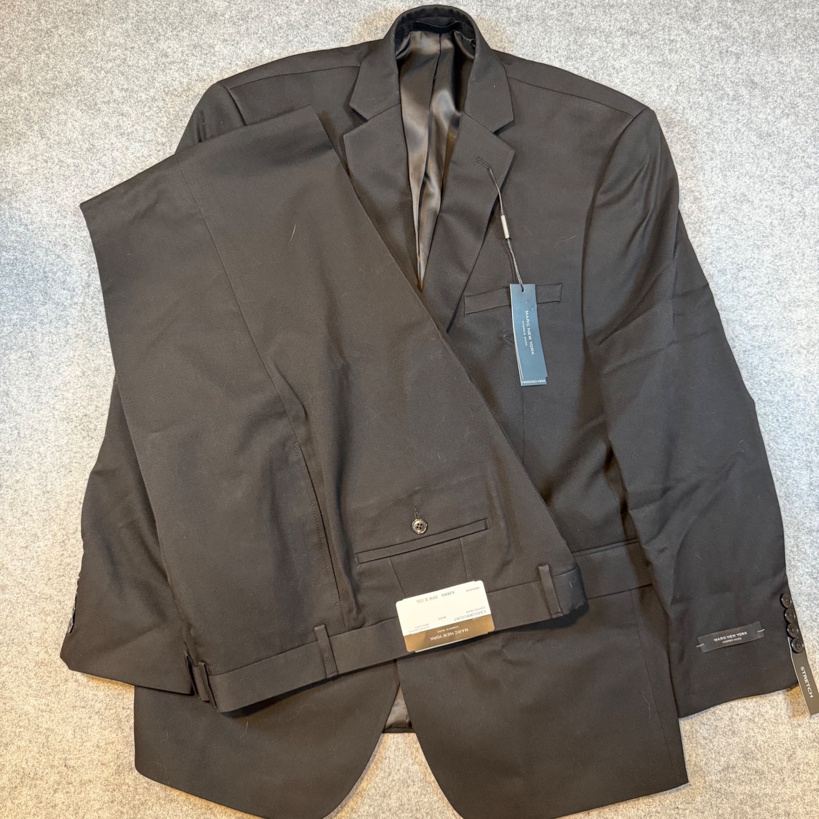 Marc New York Andrew Marc Casselman Mens Black 2 Piece Suit 42r 35w Stretch Nwt